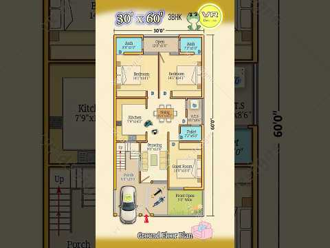 30×60 house plan | 3BHK with car parking | 30 by 60 house map | 30*60 house design | #houseplan