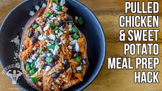 How to Make Pulled Chicken without a Slow Cooker Meal Prep Hack / Pollo Barbacoa y Batata Relleno