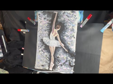 Easy acrylic painting tutorial for beginners | how to paint a ballerina | step-by-step instruction