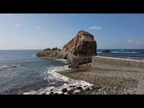 Roque de las Bodegas beach in the north of Tenerife, Spain. Walking