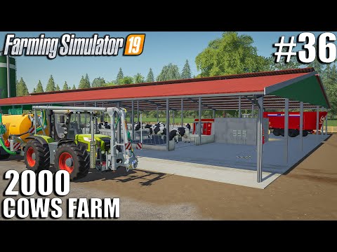 BUILDING NEW Cows Shed and spreading slurry  | 2000 Cows Farm | Timelapse #36 | Farming Simulator 19