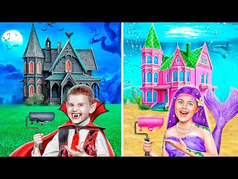 Let's Build a House at Home! Mermaid vs. Vampire!