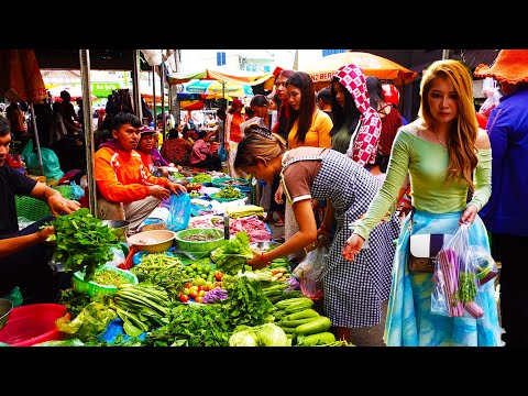 Food Rural TV, Cambodian Routine Foods & Lifestyle Market - Plenty of Fresh Food Vegetable, Fish