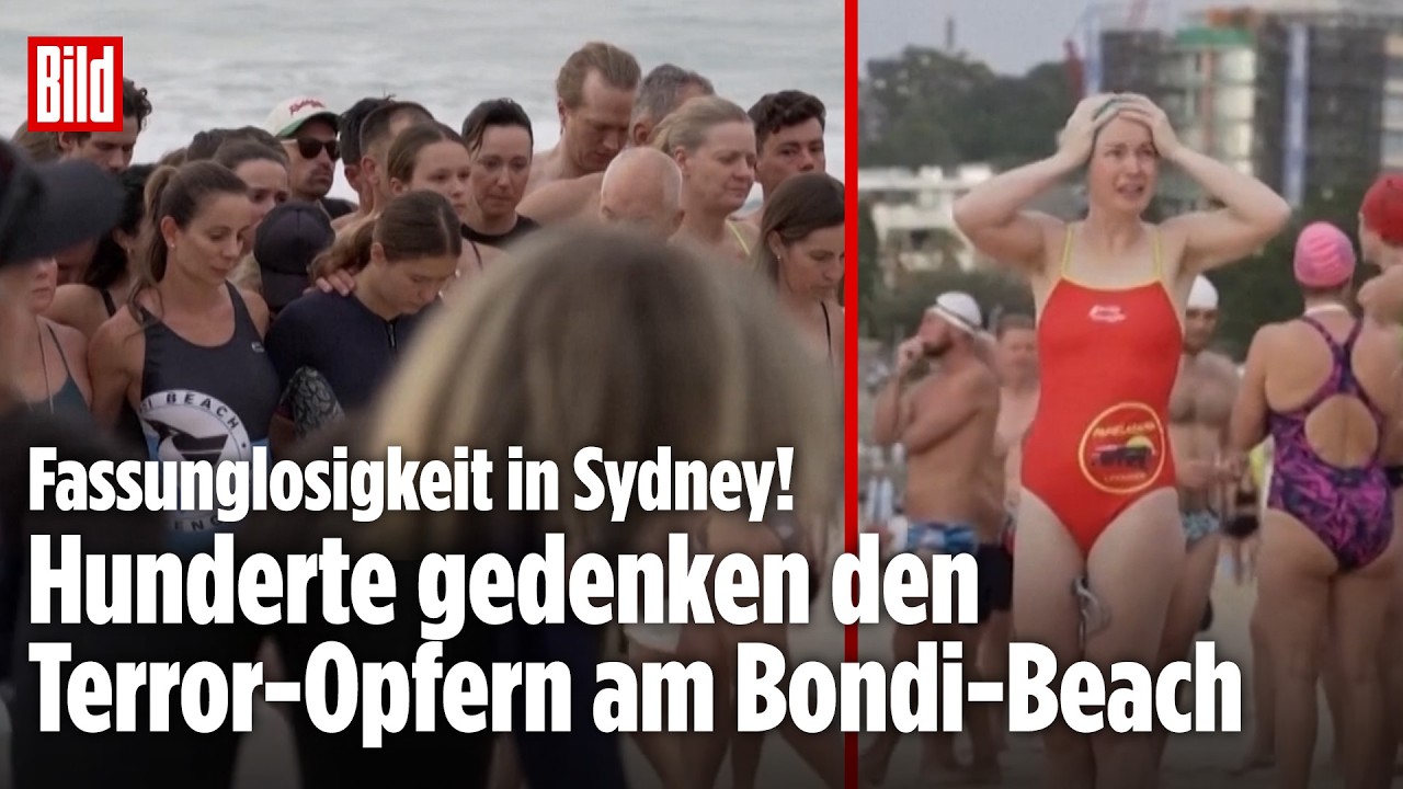 TRAUER AM BONDI BEACH: Schwimmer gedenken bei Schweigeminute den Opfern