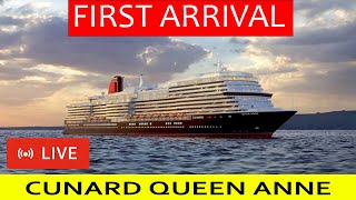 SHIPS TV - LIVE Cunard Queen Anne Brand New Ship, First Time Arriving Port of Southampton