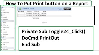 How to put PRINT button on a Report  Microsoft Acc