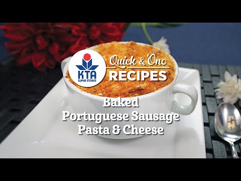 Receitas rápidas e 'Ono da KTA: macarrão com linguiça portuguesa assada e queijo com o chef Grant Sato