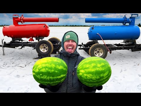 Can We Collide 200mph Watermelons Mid-Air? (5000fps Slow Mo)