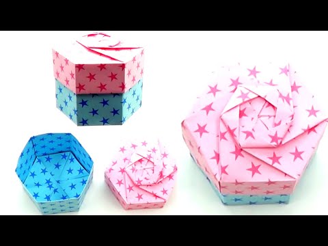 Origami Hexagonal Gift Box - Origami Hexagon Box - Paper Hexagon Box - Hexagon Origami Box # 2