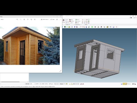 PTC Creo Elements/Direct Modeling - Wooden Garden Office / Shed - outer panel installation 2/3