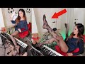 Live Music Sheer Black Pantyhose Try On Nylons Stockings Tights Sexy Legs Feet Soles Toes Girl