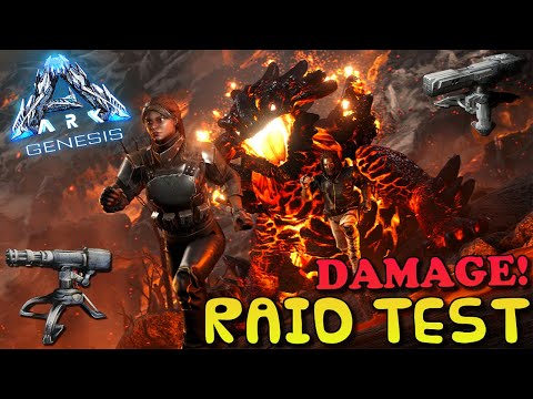 ARK:GENESIS MAGMASAUR RAID TEST - HOW MUCH DAMAGE CAN IT DO - TURRET SOAK - NEW BEST TAME!