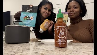 cooking vlog/mukbang l we made tik tok salmon rice