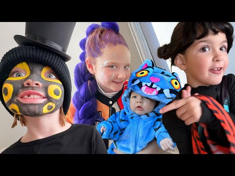KPOP CANDY HUNTERS!!  Enzo's First Halloween! Huntrix in real life with Adley Niko & Navey costumes