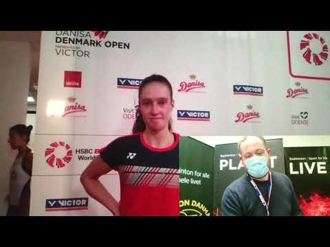 Line Christophersen right after her match with Carolina Marin