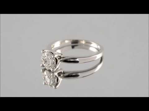9ct White Gold 1/4ct Diamond Starburst Ring - D6606