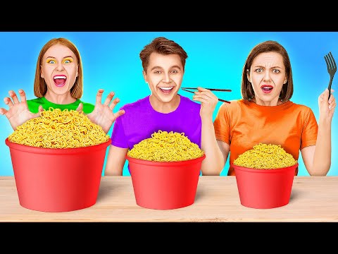 GIANT VS TINY FOOD 24 HOURS || Cooking Challenge Of Speed And Wit! Kitchen Hacks By 123 GO! SCHOOL