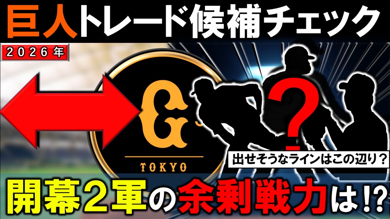 【左の先発候補が余り気味...！？】巨人トレード候補チェック！開幕１軍から漏れて２軍スタートになった余剰戦力で、出せそうであったり出番の見込みがなく出してあげた方がいい候補は！？