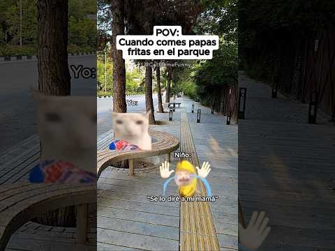 CAT MEME FUNNY 😹 Cuando comes papas fritas en el parque #cat #relatable #relationship