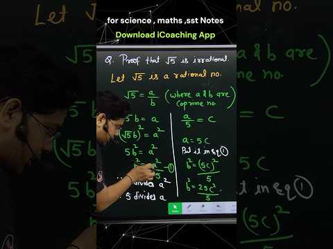 Proof that root 5 is irrational #class10 #maths