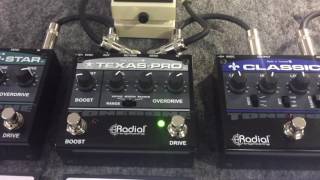 Video thumbnail for Namm 2017: Radial - Regency - North Star - Texas Pro - Classic - Hot British - Direct Drive by Musikersajten Studio