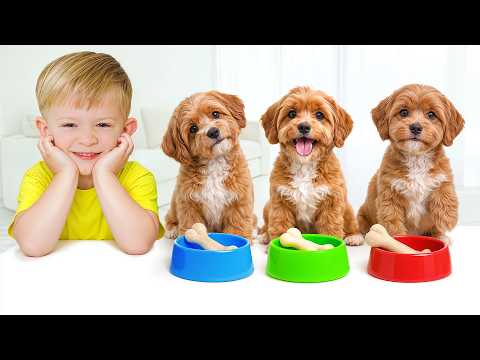 Adam Helps Mom Take Care of the Puppy