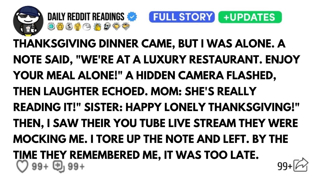 Thanksgiving Dinner Came But I Was Alone. A Note Said, We're At A Luxury Restaurant. Enjoy Your Meal