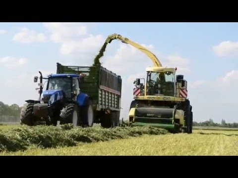 KRONE BIG X 850, NEW HOLLAND T7 & BERGMANN HTW - Gras Häckseln 2016