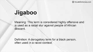 Jigaboo Meaning