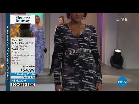 IMAN Global Chic Long Sleeve TwistFront Dress