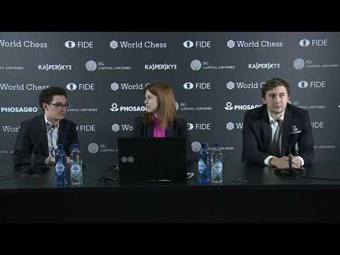Round 5. Press conference with Caruana and Karjakin