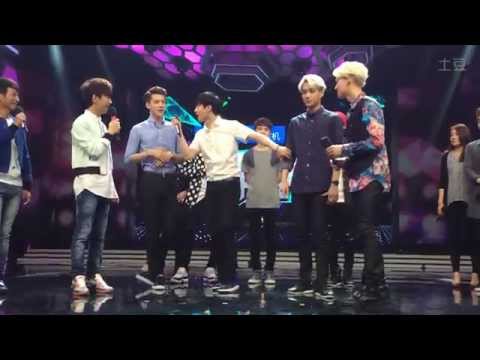 [喵喵] 140611 EXO Happy Camp recording SEHUN LAY KAI SUHO Overdose dance