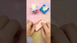 Easy DIY Cute Origami Square Tissue Box - Adorable Paper Craft / How to make school project for kids