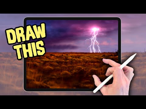 IPAD PAINTING MADE EASY - Lightning Storm landscape Procreate tutorial
