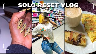 Getting My Life Together Alone 💅🏽 | Realistic Reset Day Vlog + DIY Nails & Groceries