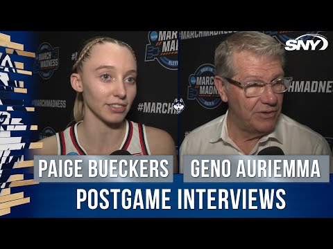 Coach Geno Auriemma and Paige Bueckers talk Paige's 40-point game, a UConn Sweet 16 record