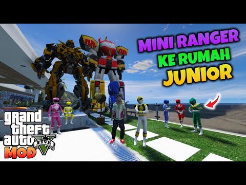 JUNIOR DAN BUMBLEBEE NGAJAK MINI RANGER PUTIH KE RUMAH - GTA 5 MOD TRANSFORMER