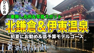 【都内→600円】混雑なし週末旅行におすすめ！初夏の北鎌倉&伊東温泉ひとり旅Vlog【温泉・食べ歩き・神奈川観光】