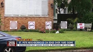 Neighborhood fired up after homophobic, anti-semitic signs in front yard