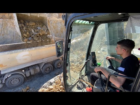 Caterpillar 390D Excavator With Young New Operator First Loads - Pyramis Ate