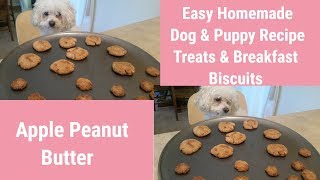 Apple Peanut Butter Homemade Dog & Puppy Breakfast Biscuits & Treats.