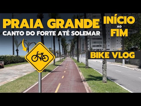 PRAIA GRANDE do INÍCIO ao FIM de BICICLETA pela PRAIA, do CANTO do FORTE até MONGAGUÁ - BIKE VLOG