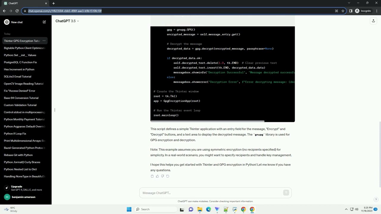 Tkinter python 3 gpg encryption