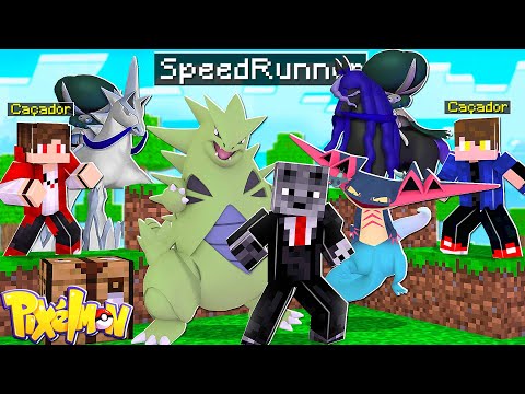 Minecraft Pixelmon Manhunt (2 Caçadores VS 1 Speedrunner) com 2 Pokémon Iniciais no Level 100