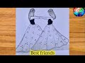 best friend drawings easy step by step girl |  bff drawings easy #bestfrienddrawing