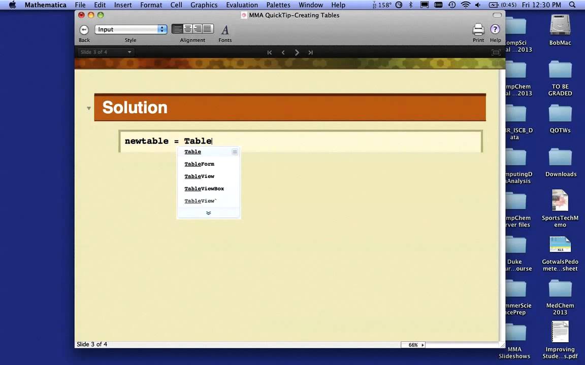 Creating tables in Mathematica with embedded calculations
