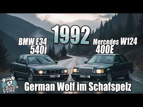 Comparison 1992 BMW E34 540i vs Mercedes W124 E400 German Wolf in Sheep's Clothing