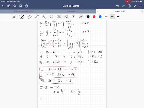 Schnittpunkt zweier Geraden im Raum, Vektoren, Gerade - Gerade