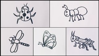 How to draw Insects // easy drawing step by step