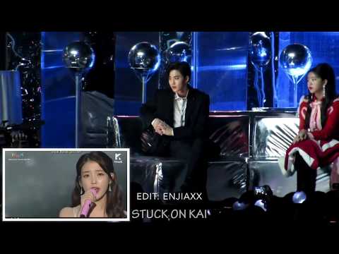 EXO reaction to IU - THROUGH THE NIGHT + DEAR NAME @ mma 2017